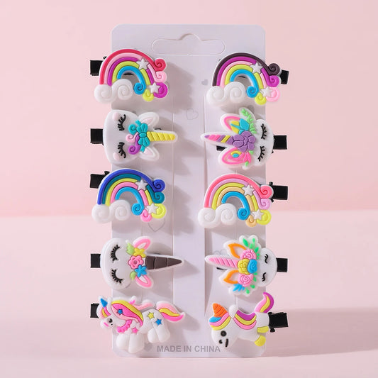 10PCS/Set New Cute Cartoon Unicorn Hair Clips