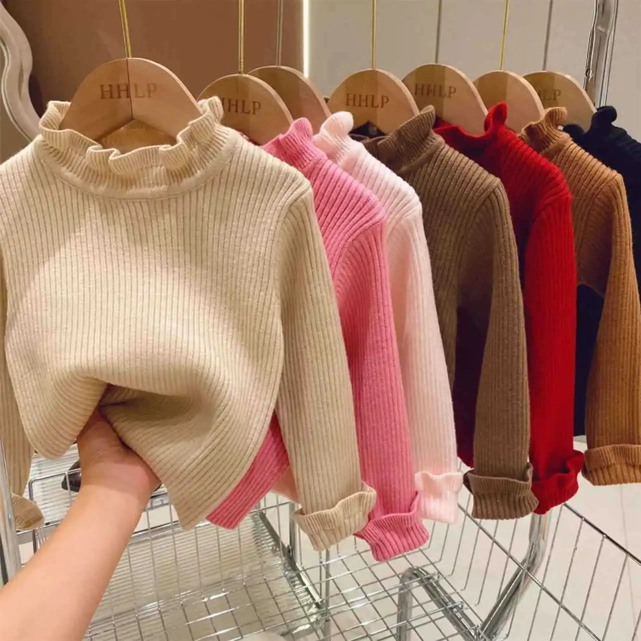 Girls' Sweater Winter High Neck