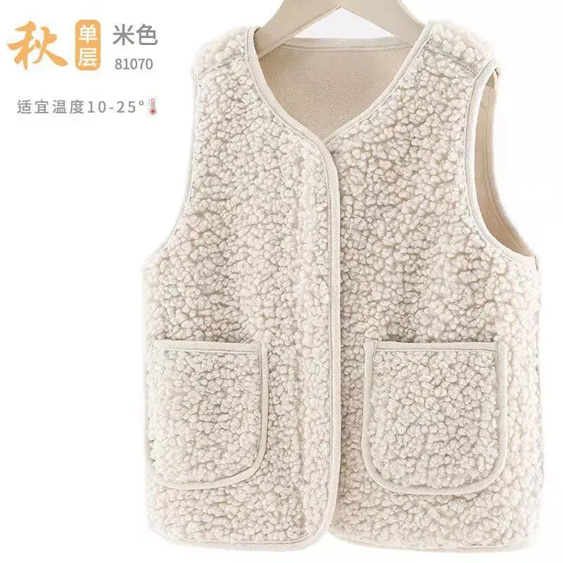 Girls' Winter V-Neck Vest Lamb Cashmere