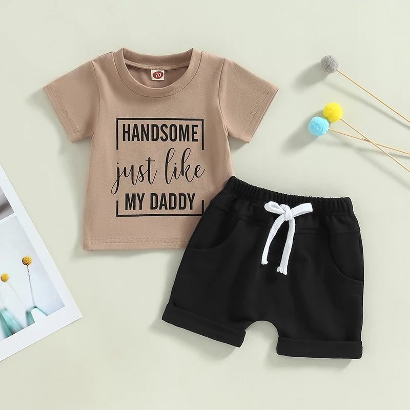 2Pcs Toddler Baby Boy Summer Clothes "Handsome Just Like My Daddy"