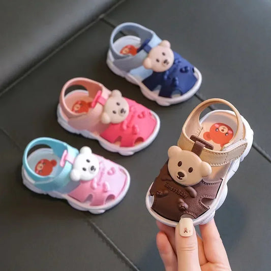 3D Bear Print Sandals