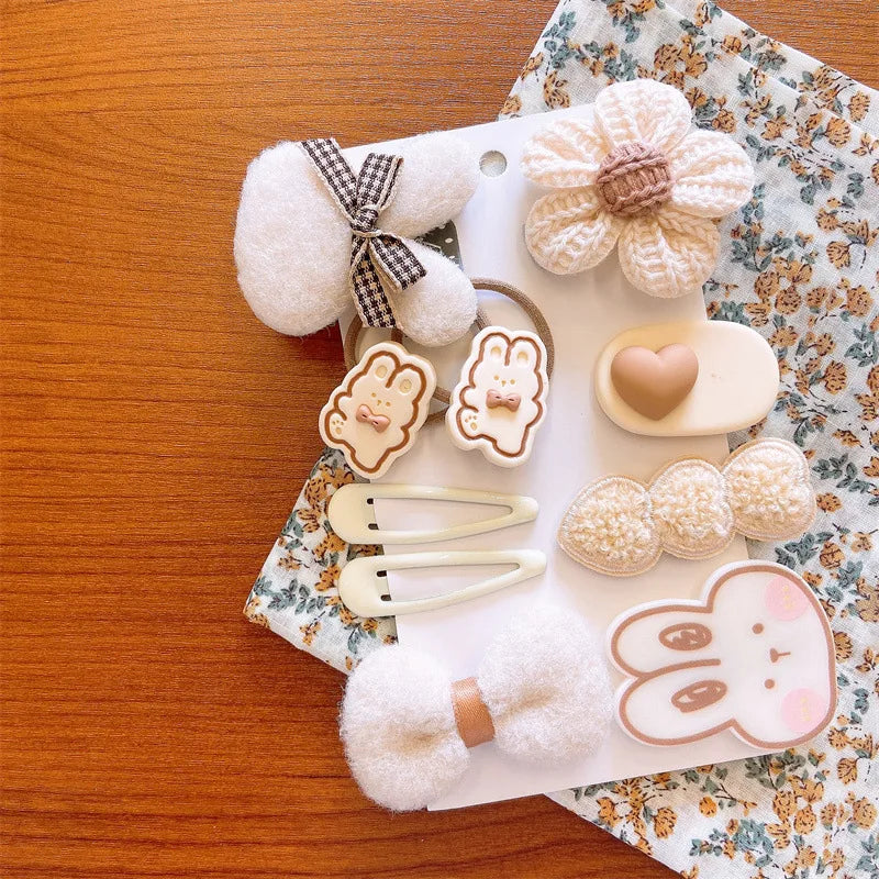 9Pcs Rabbit, Bear Hairpins