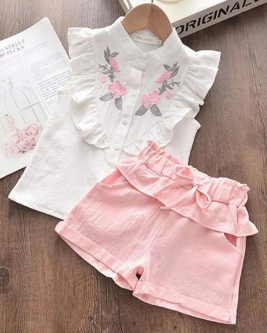 Girls Set With Flowers Print