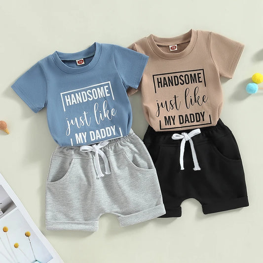 2Pcs Toddler Baby Boy Summer Clothes "Handsome Just Like My Daddy"