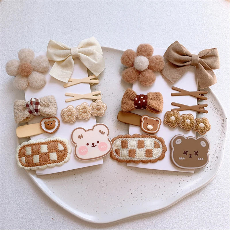 9Pcs Rabbit, Bear Hairpins