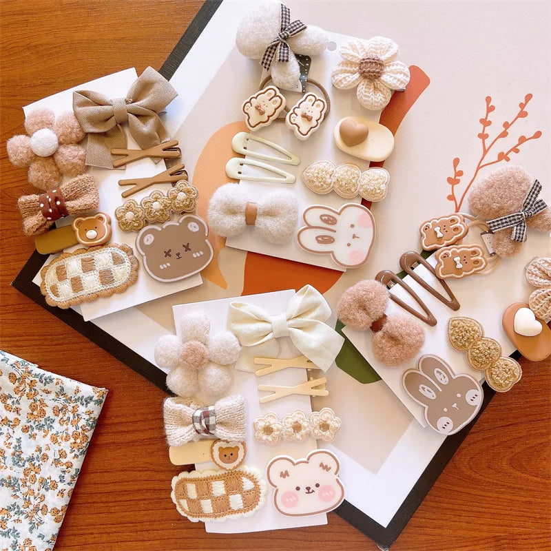 9Pcs Rabbit, Bear Hairpins